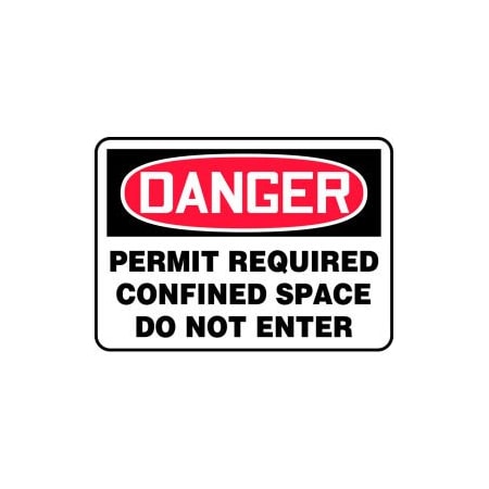 Accuform Accuform Danger Sign, Permit Required Confined Space Do Not Enter, 10inW x 7inH, Aluminum MCSP007VA